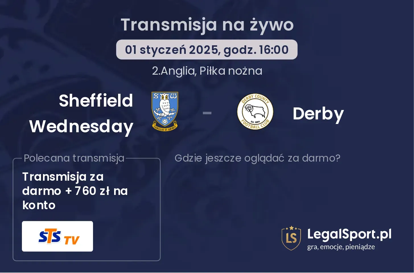 Sheffield Wednesday - Derby transmisja na żywo