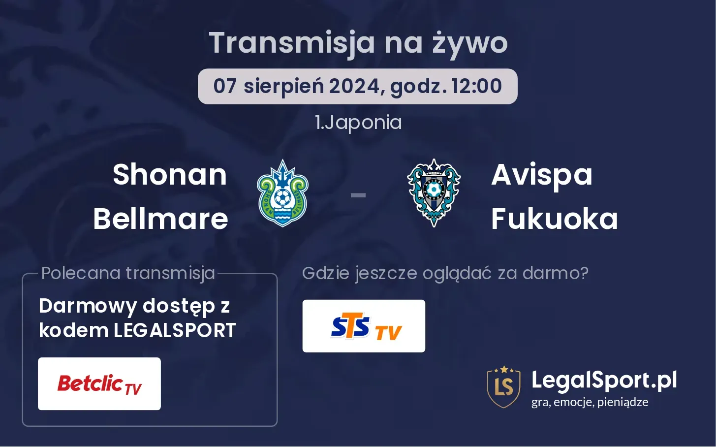 Shonan Bellmare - Avispa Fukuoka transmisja na żywo