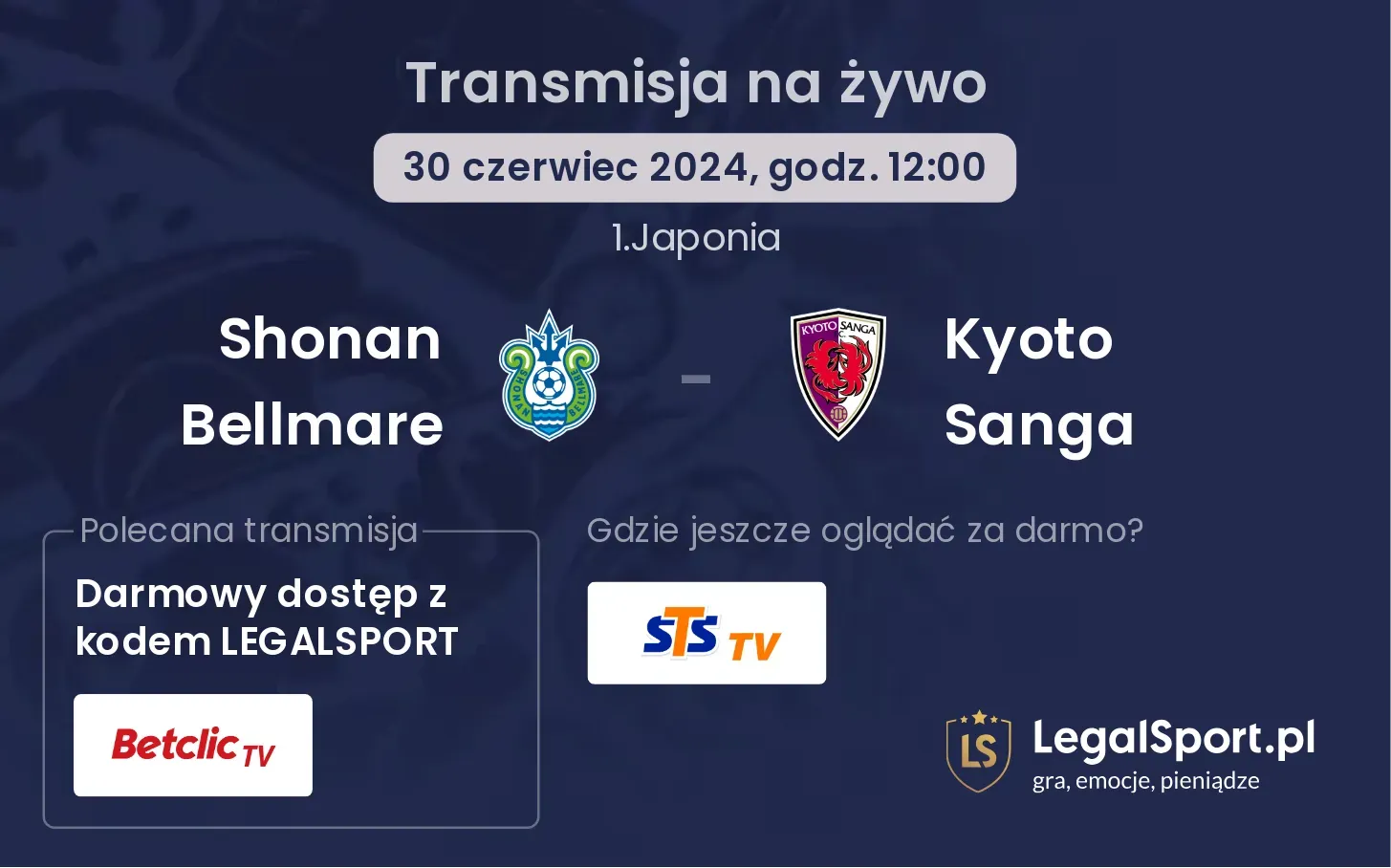 Shonan Bellmare - Kyoto Sanga transmisja na żywo