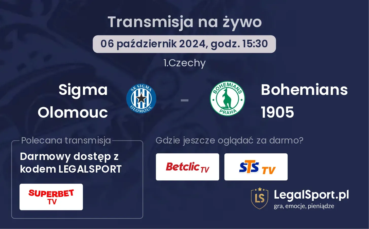 Sigma Olomouc - Bohemians 1905 transmisja na żywo