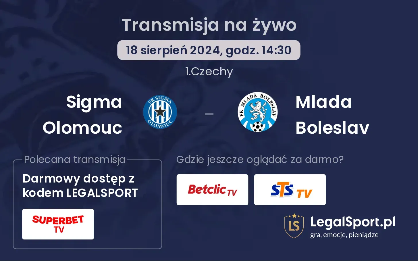 Sigma Olomouc - Mlada Boleslav  transmisja na żywo