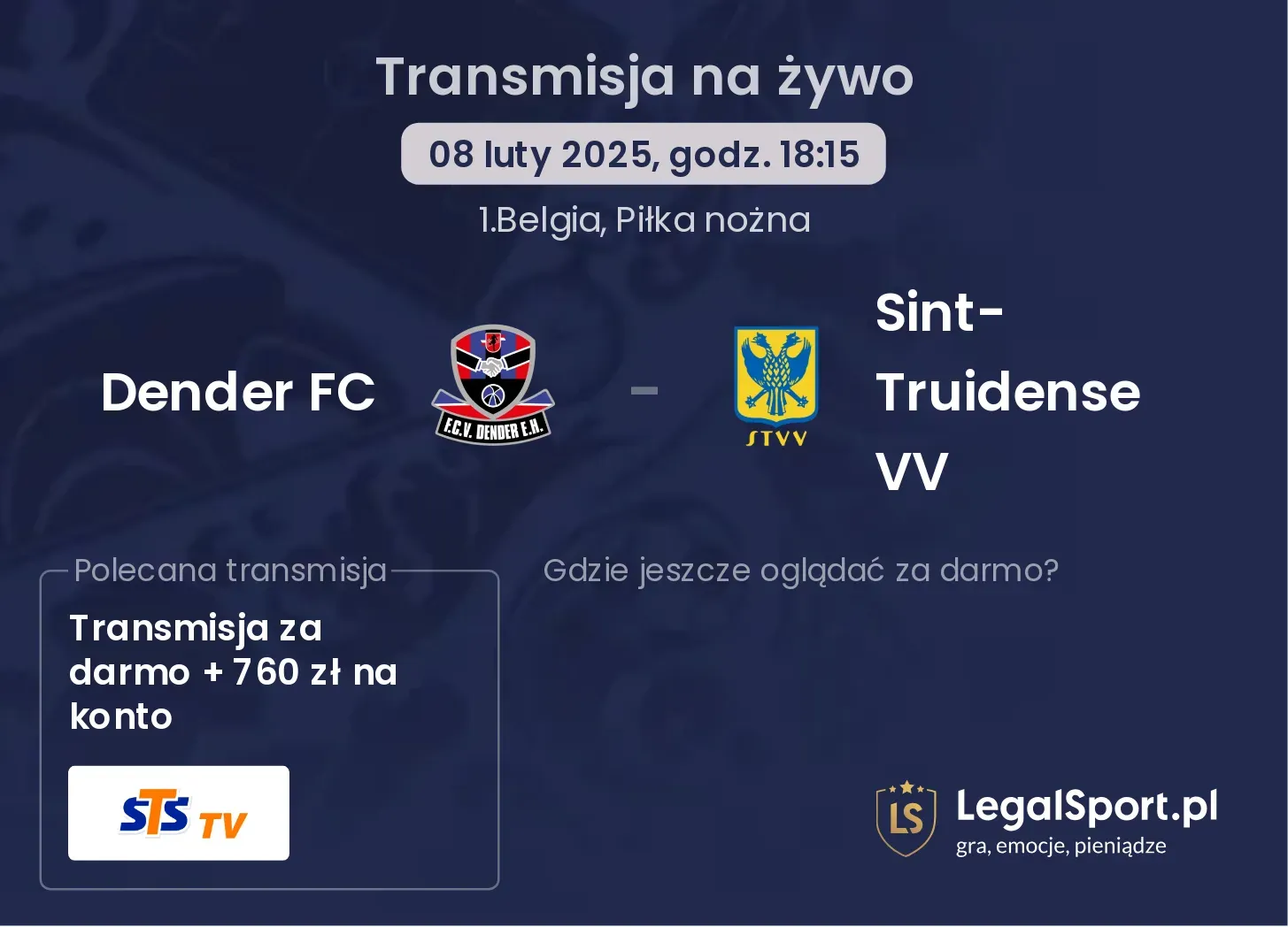 Sint-Truidense VV - Dender FC gdzie oglądać za darmo? (17.08, godz. 18:15)