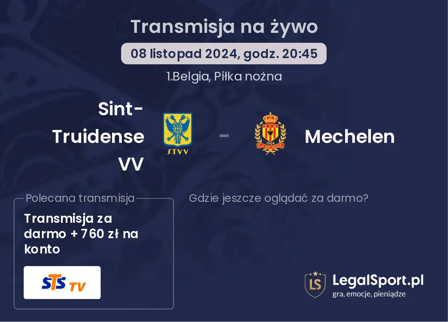 Sint-Truidense VV - Mechelen gdzie oglądać? 08.11, godz. 20:45