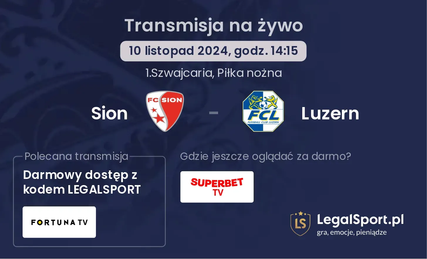 Sion - Luzern gdzie oglądać? 10.11, godz. 14:15