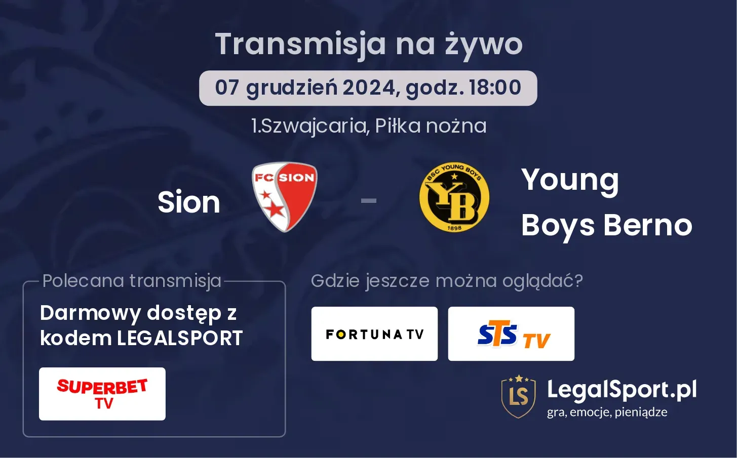 Sion - Young Boys Berno transmisja na żywo