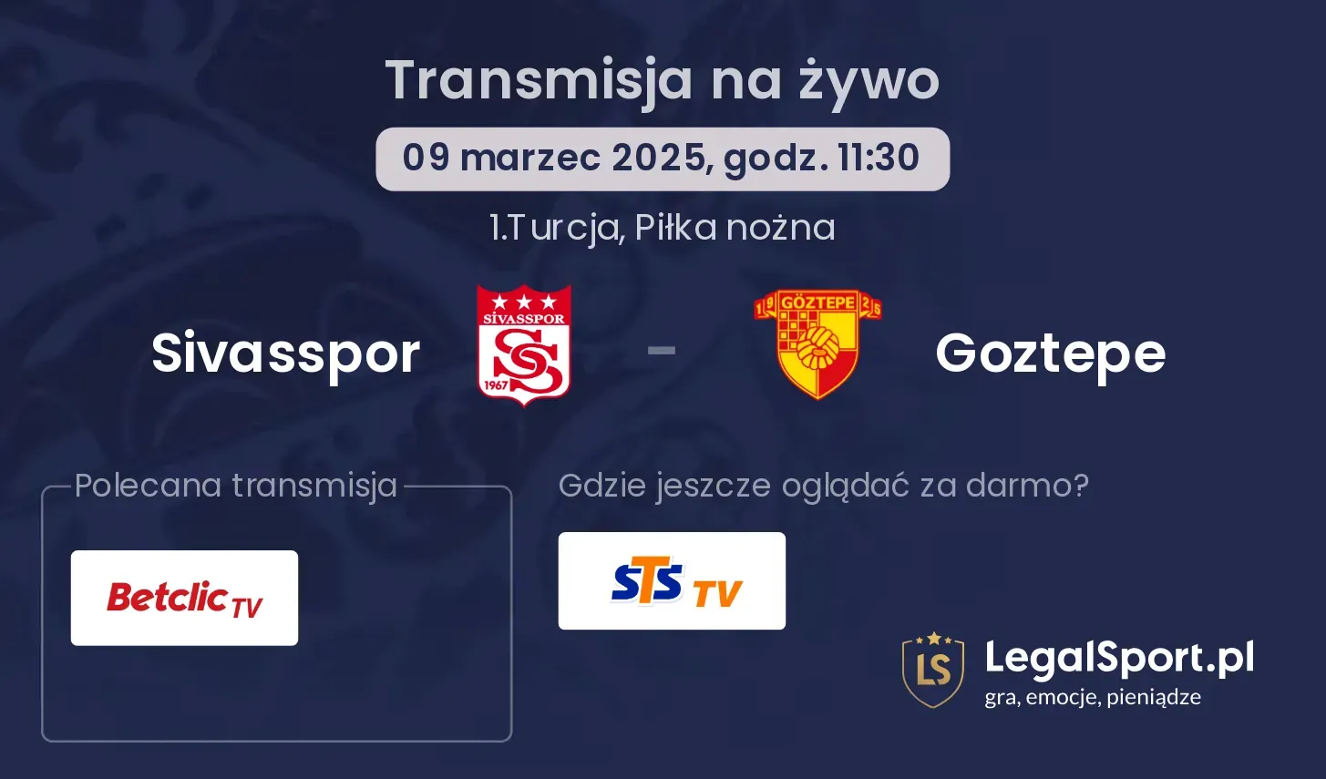 Sivasspor - Goztepe transmisja na żywo