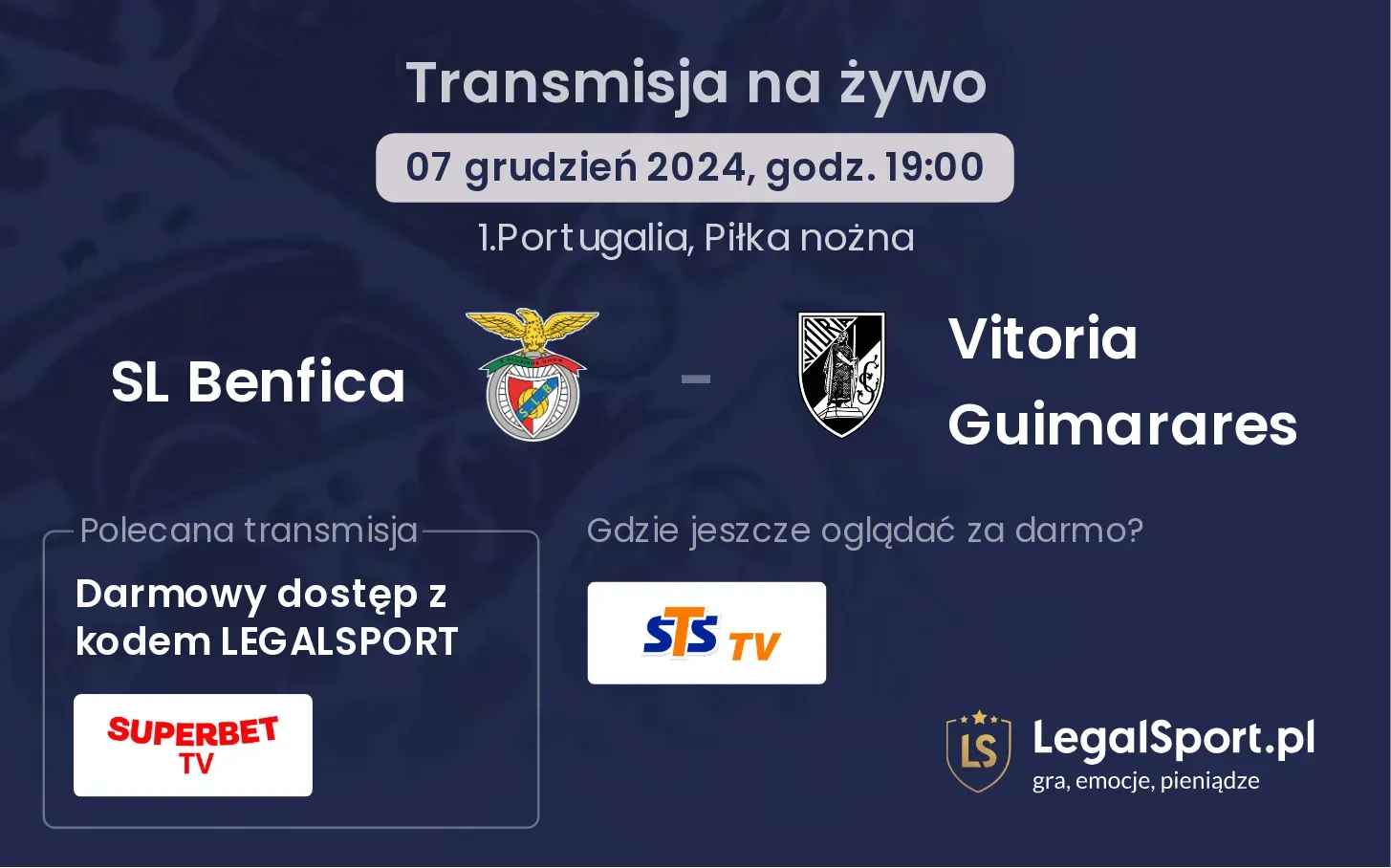 SL Benfica - Vitoria Guimarares transmisja na żywo