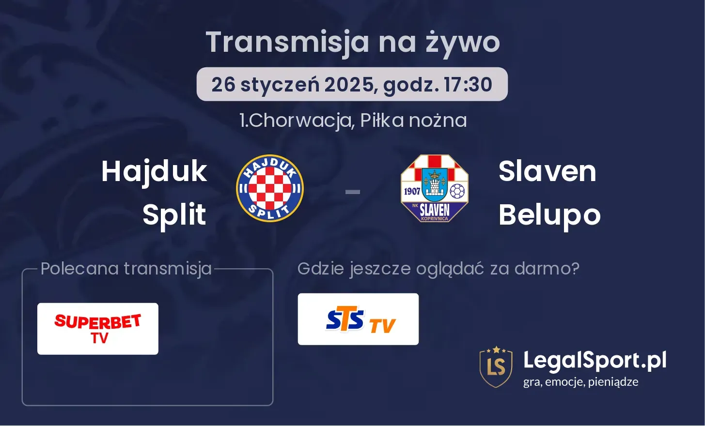 Hajduk Split - Slaven Belupo gdzie oglądać?