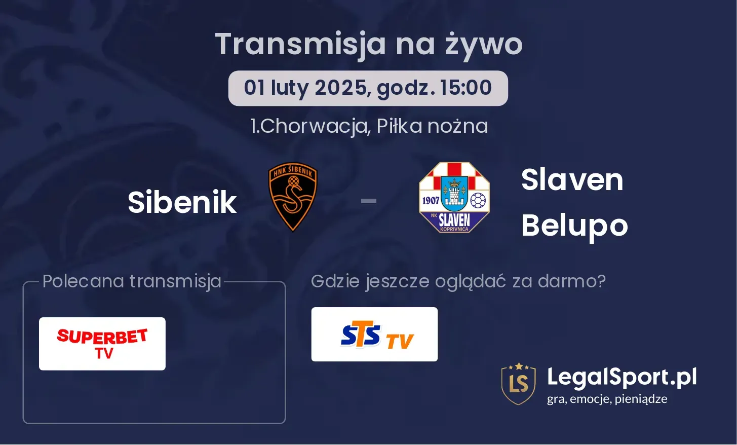 Slaven Belupo - Sibenik transmisja na żywo