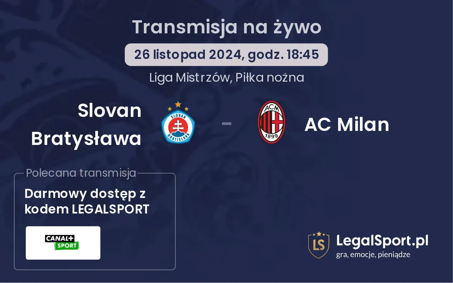 Slovan Bratysława - AC Milan transmisja na żywo