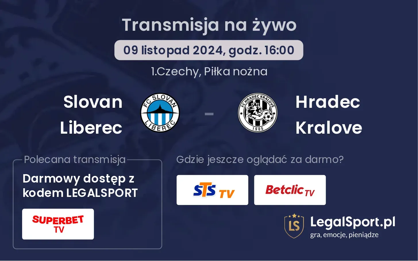 Slovan Liberec - Hradec Kralove transmisja na żywo