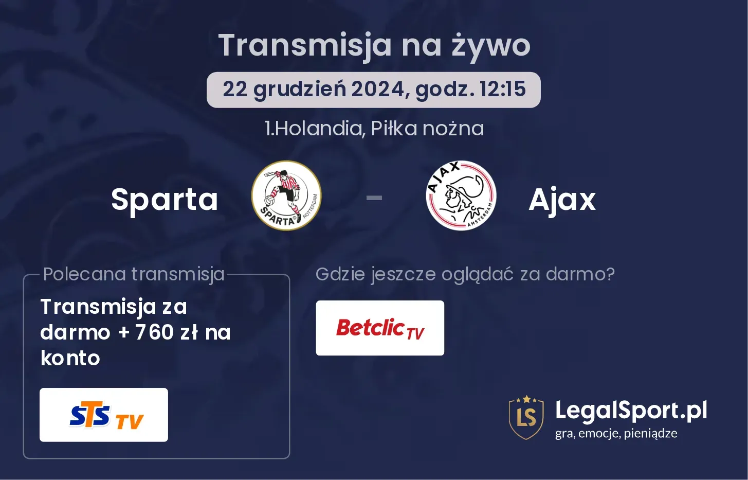 Sparta - Ajax gdzie oglądać transmisję?