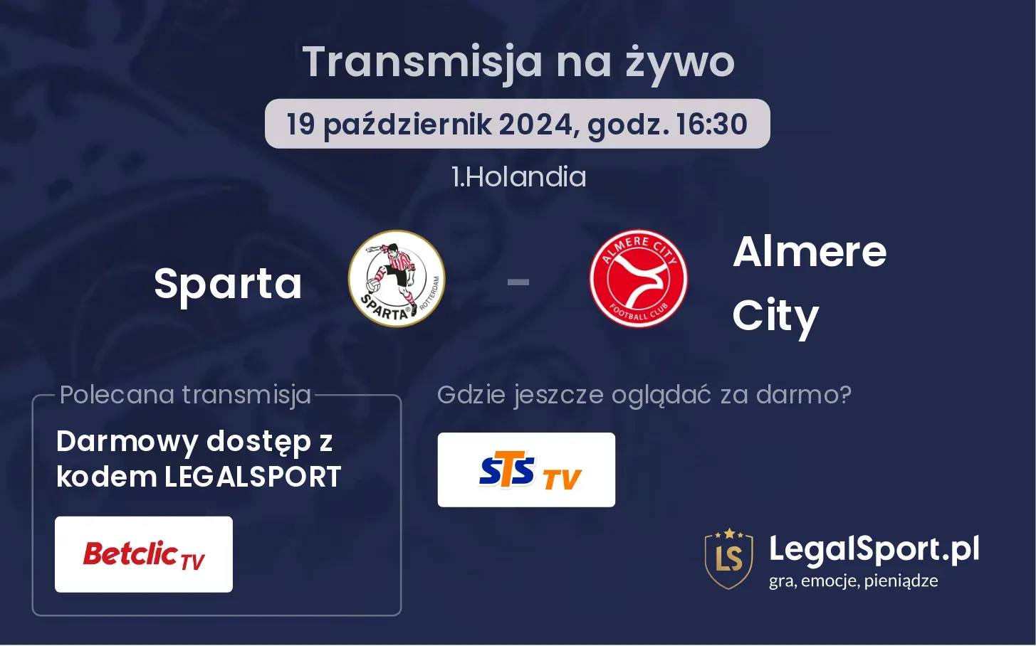 Sparta - Almere City transmisja na żywo