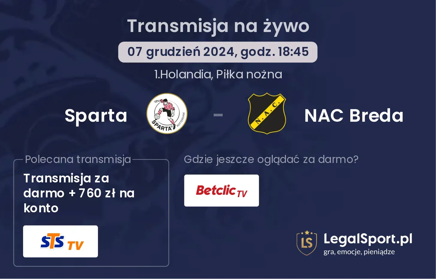 Sparta - NAC Breda transmisja na żywo