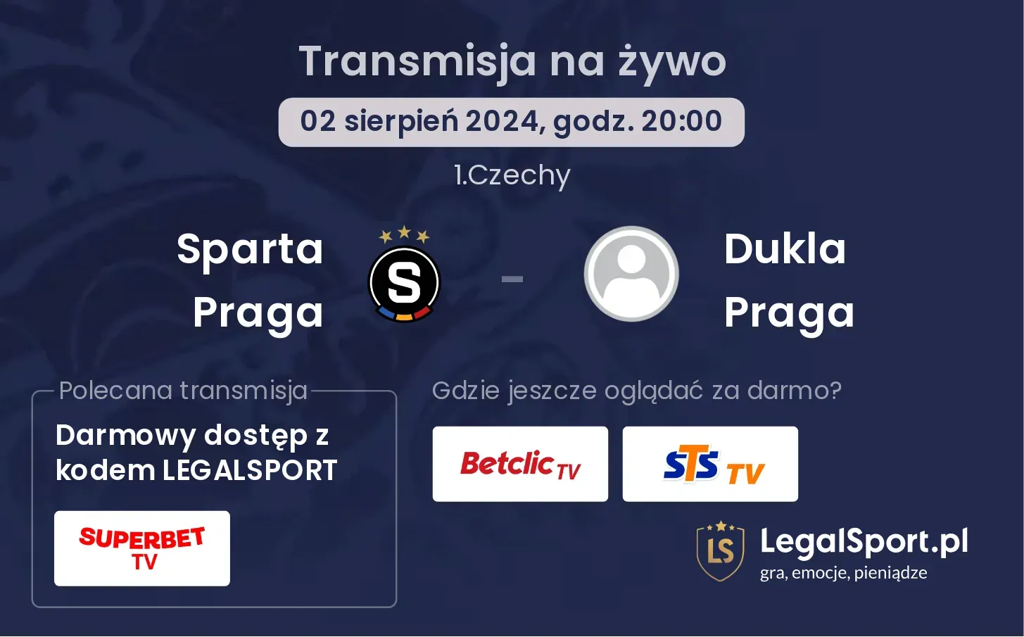 Sparta Praga - Dukla Praga transmisja na żywo