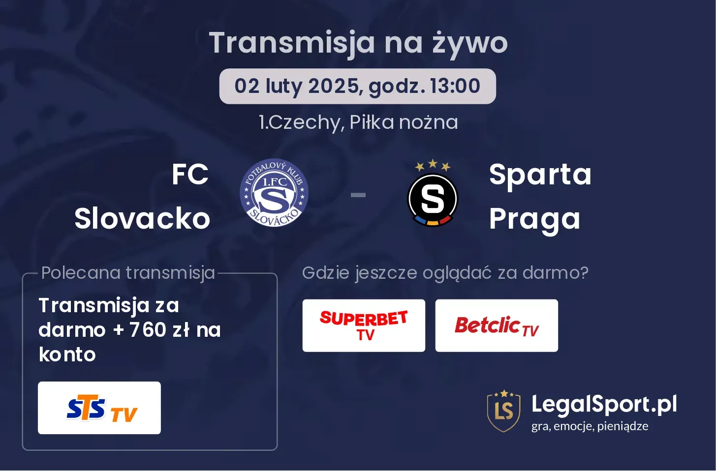 Sparta Praga - FC Slovacko transmisja na żywo