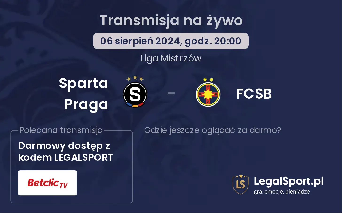 Sparta Praga - FCSB transmisja na żywo