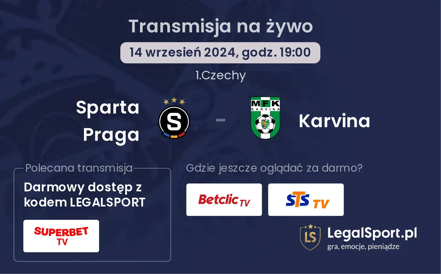 Sparta Praga - Karvina transmisja na żywo