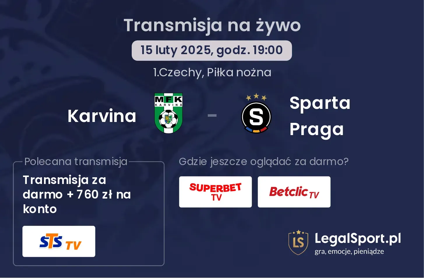 Sparta Praga - Karvina gdzie oglądać?