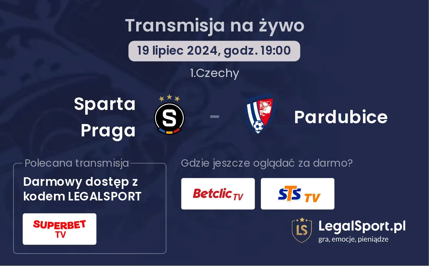 Sparta Praga - Pardubice transmisja na żywo