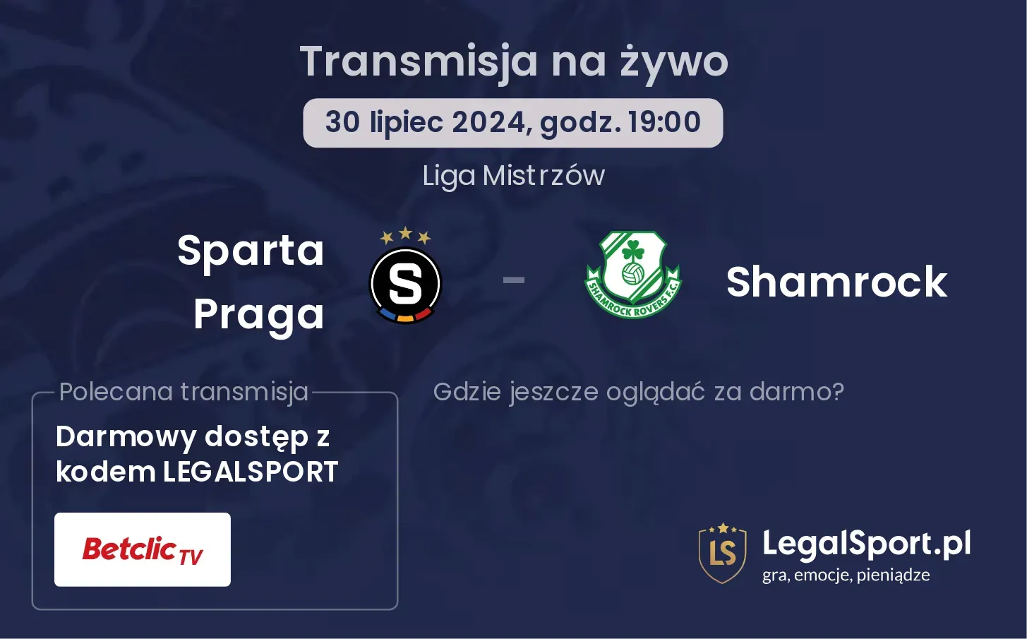 Sparta Praga - Shamrock transmisja na żywo