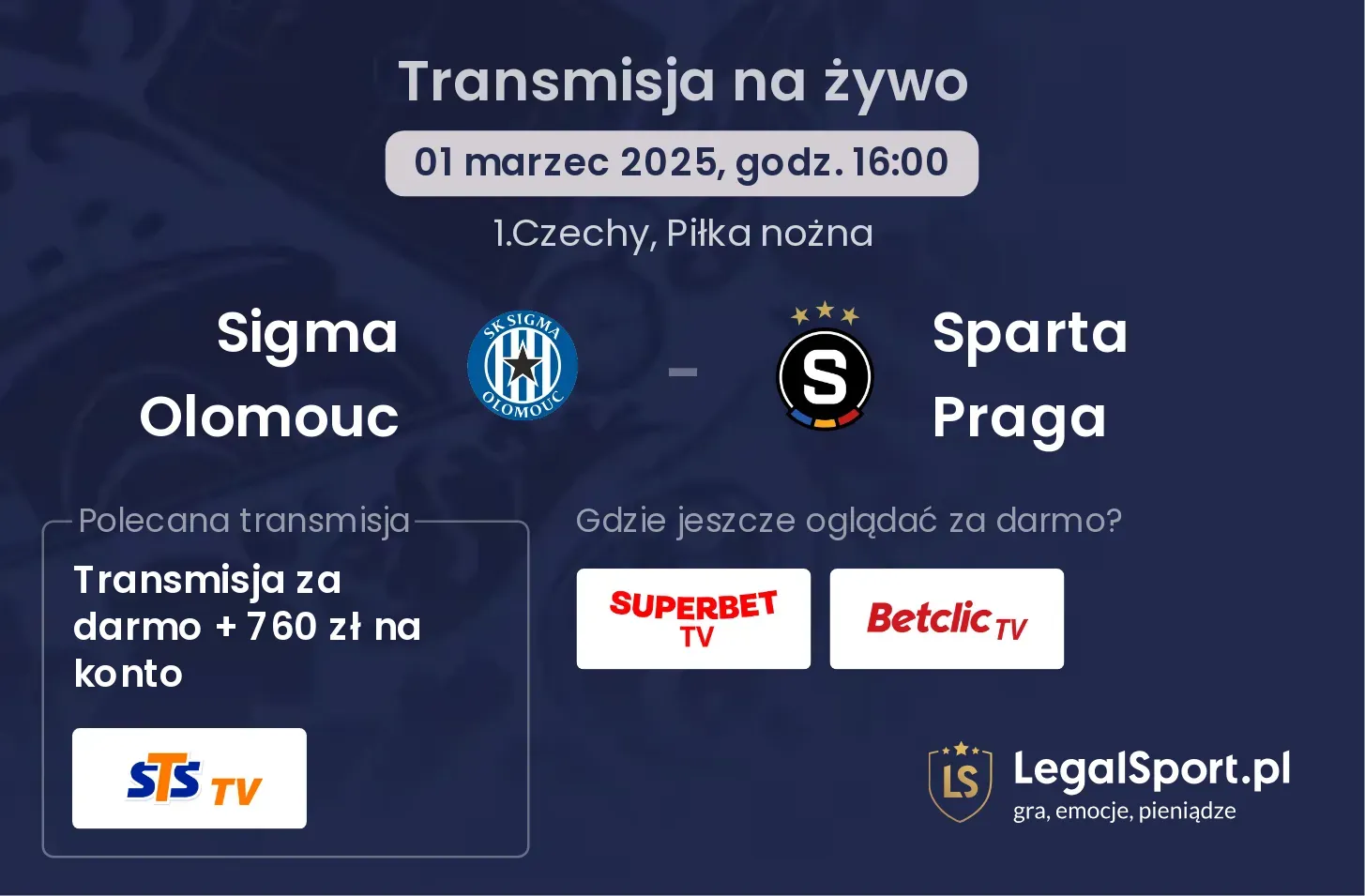 Sparta Praga - Sigma Olomouc transmisja na żywo