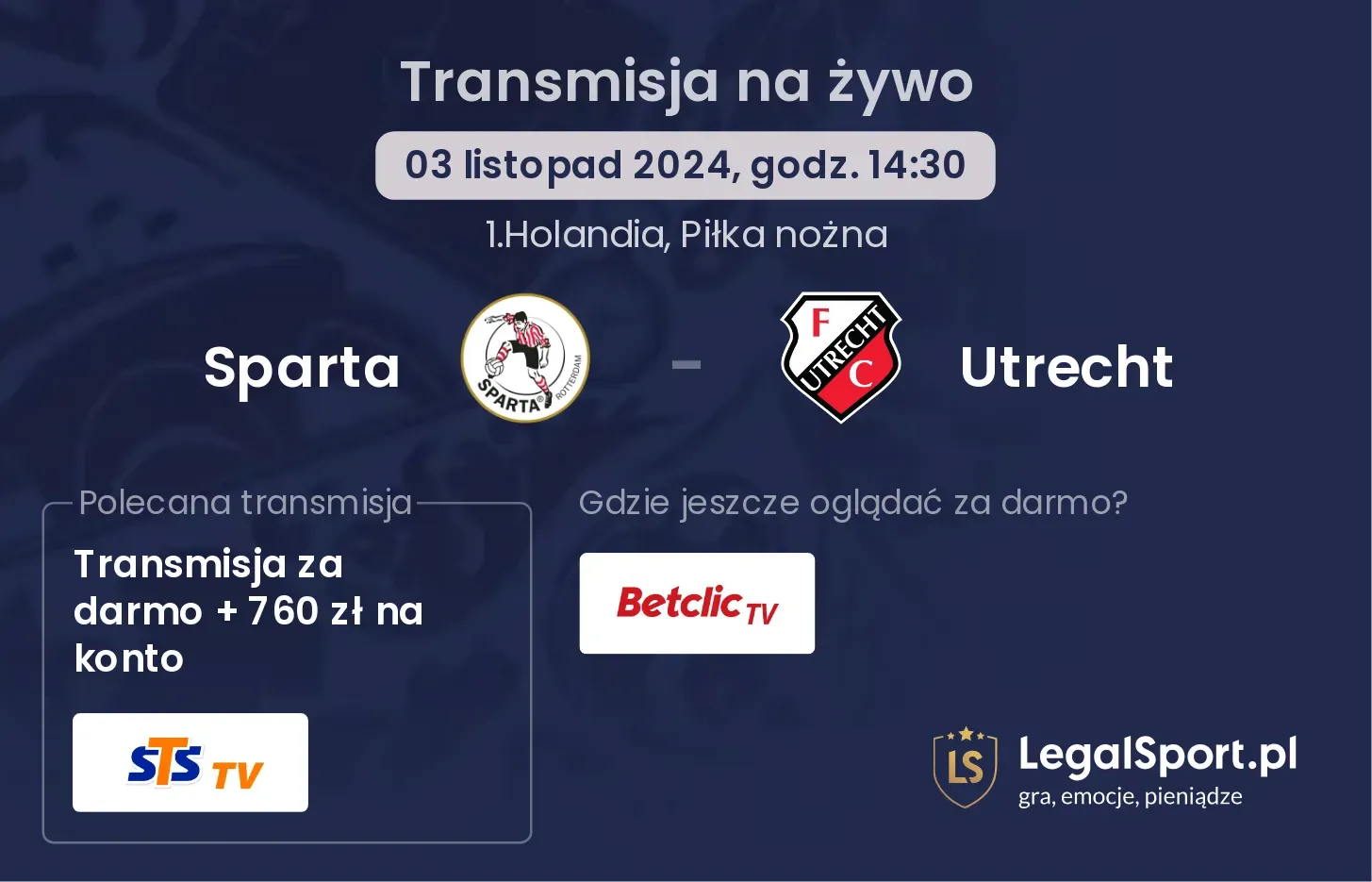 Sparta - Utrecht transmisja na żywo