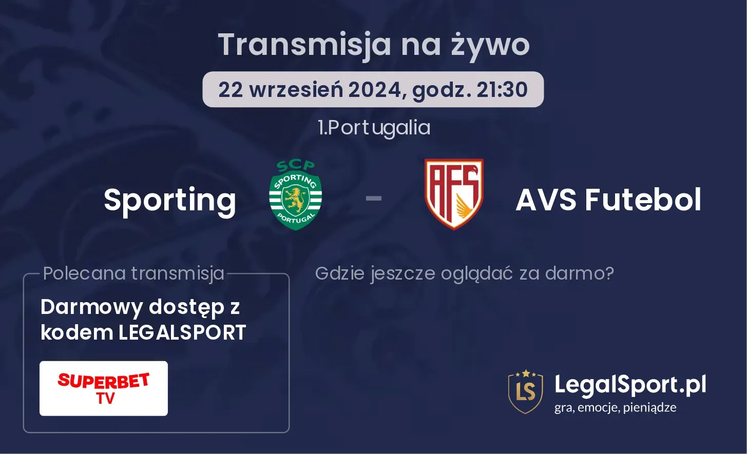 Sporting - AVS Futebol transmisja na żywo