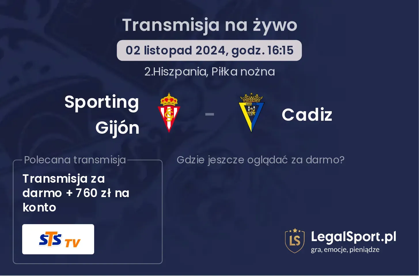 Sporting Gijón - Cadiz transmisja na żywo