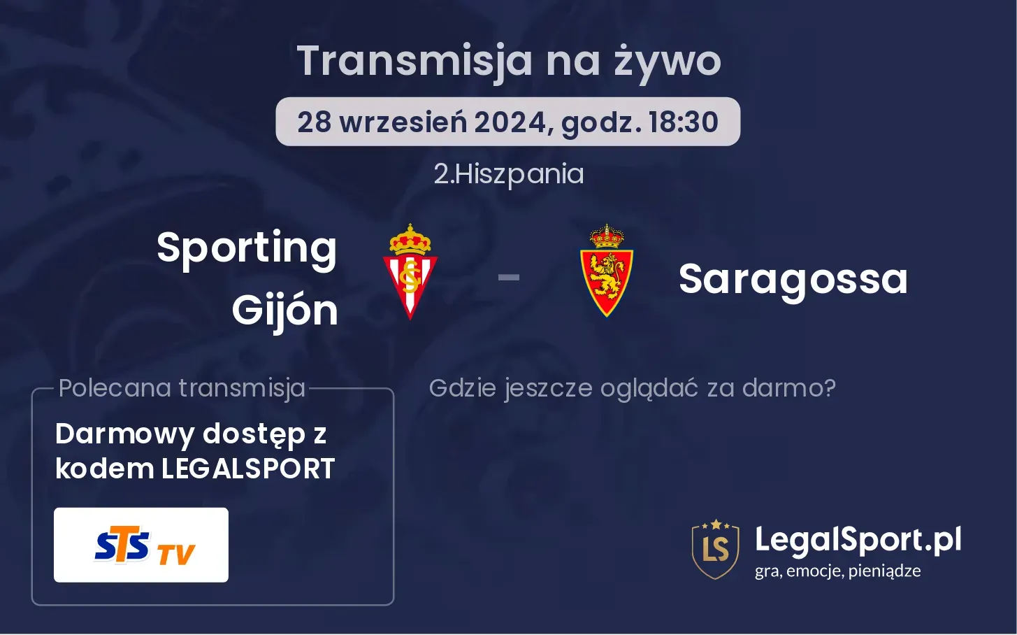 Sporting Gijón - Saragossa transmisja na żywo