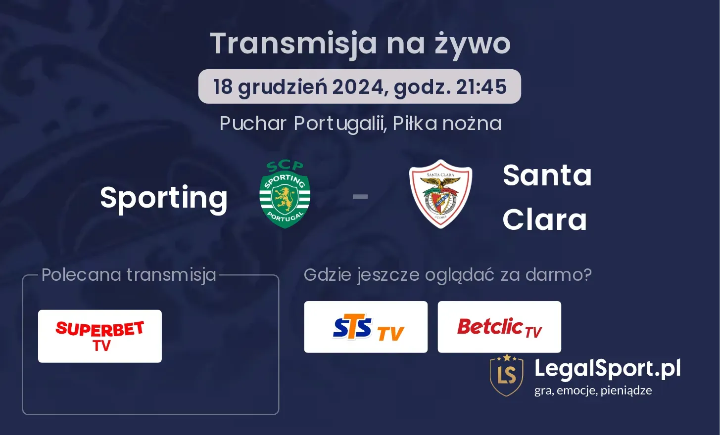 Sporting - Santa Clara transmisja na żywo