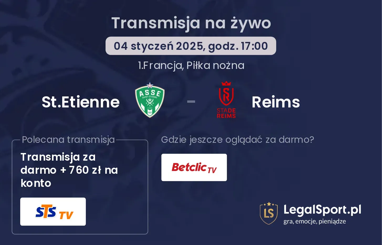 St.Etienne - Reims transmisja na żywo