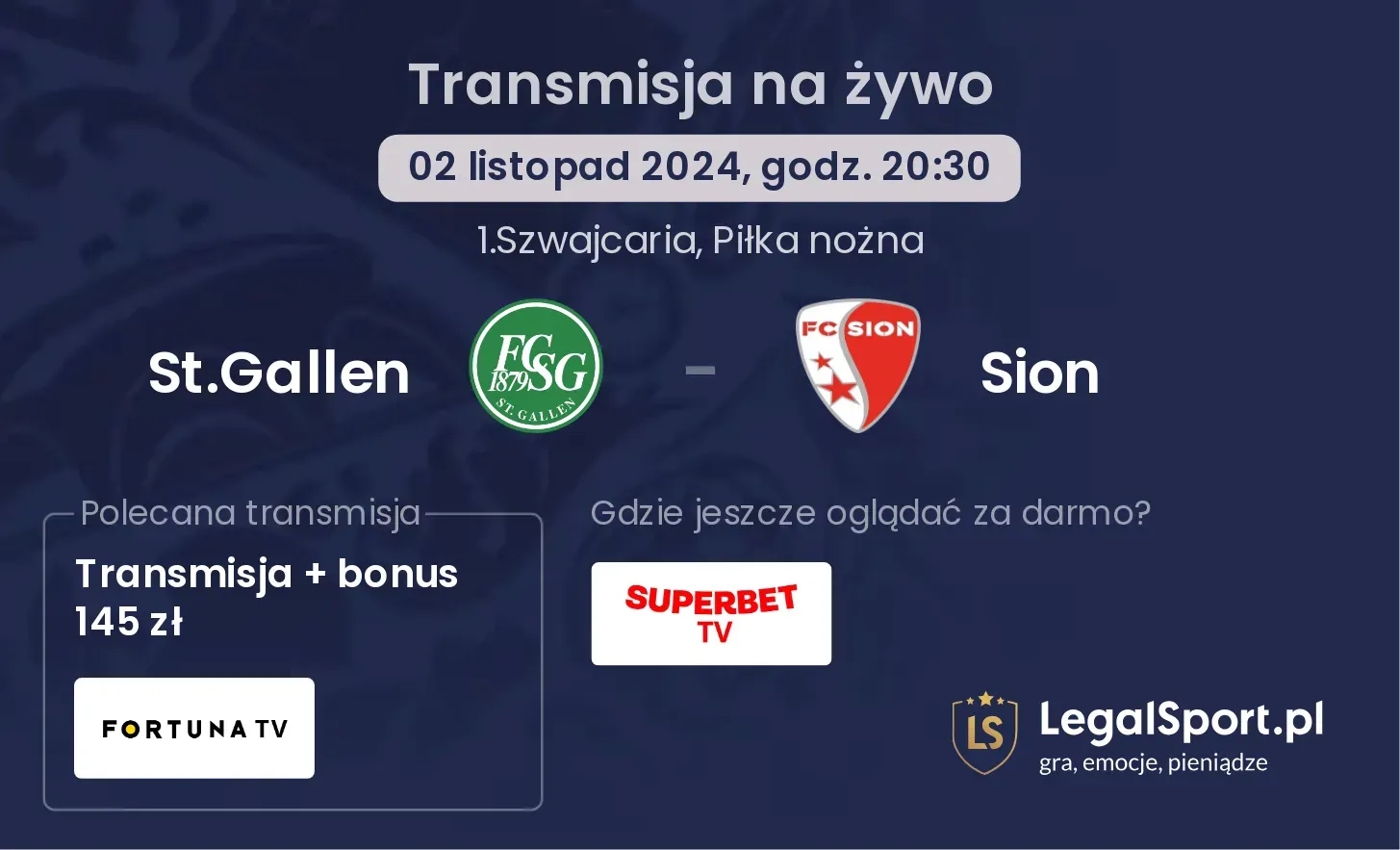 St.Gallen - Sion gdzie oglądać? 02.11, godz. 20:30