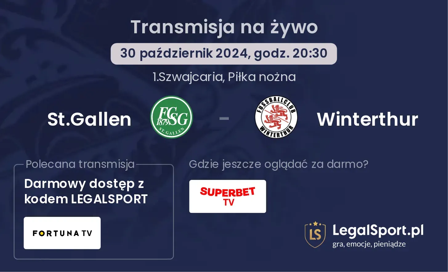 St.Gallen - Winterthur gdzie oglądać? 30.10, godz. 20:30