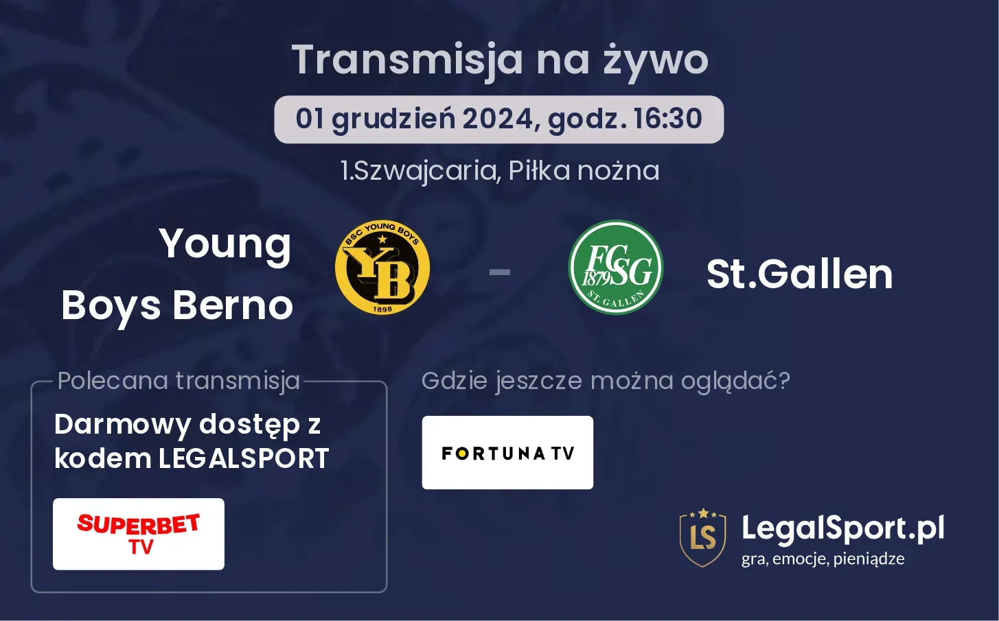 Young Boys Berno - St.Gallen gdzie oglądać transmisję?