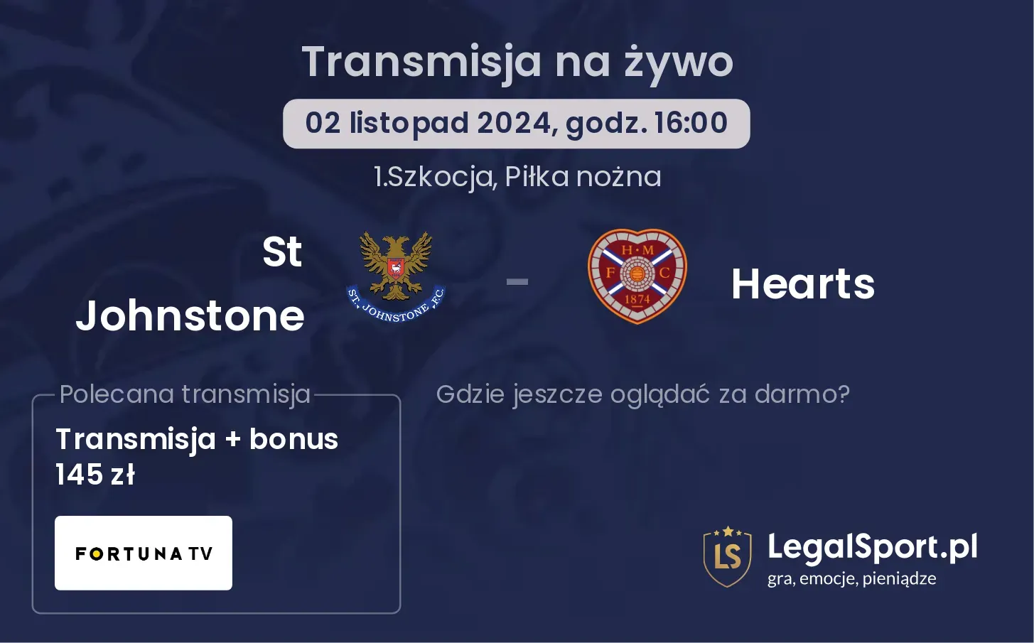 St Johnstone - Hearts transmisja na żywo