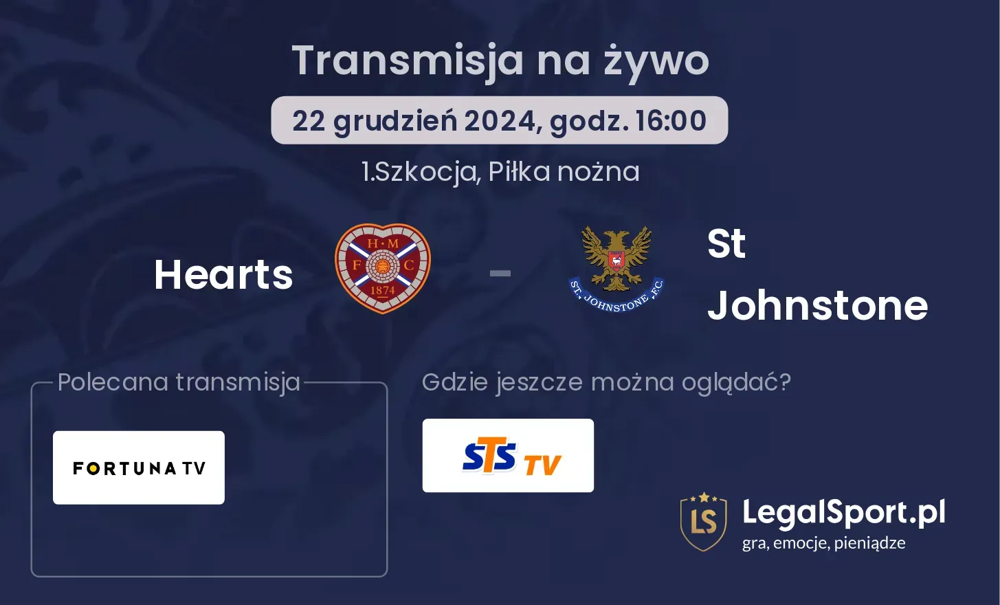 Hearts - St Johnstone gdzie oglądać transmisję?