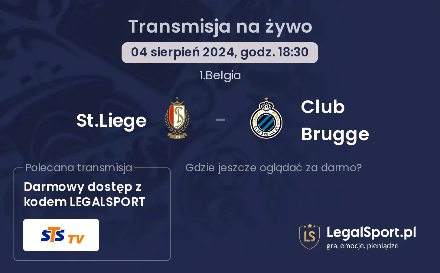 St.Liege - Club Brugge transmisja na żywo