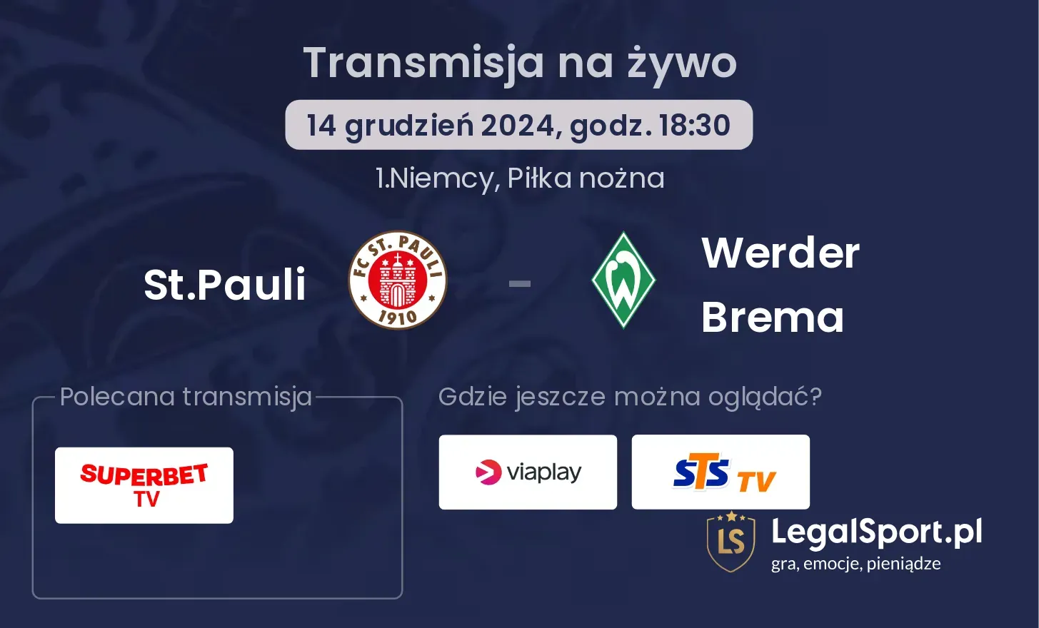 St.Pauli - Werder Brema transmisja na żywo