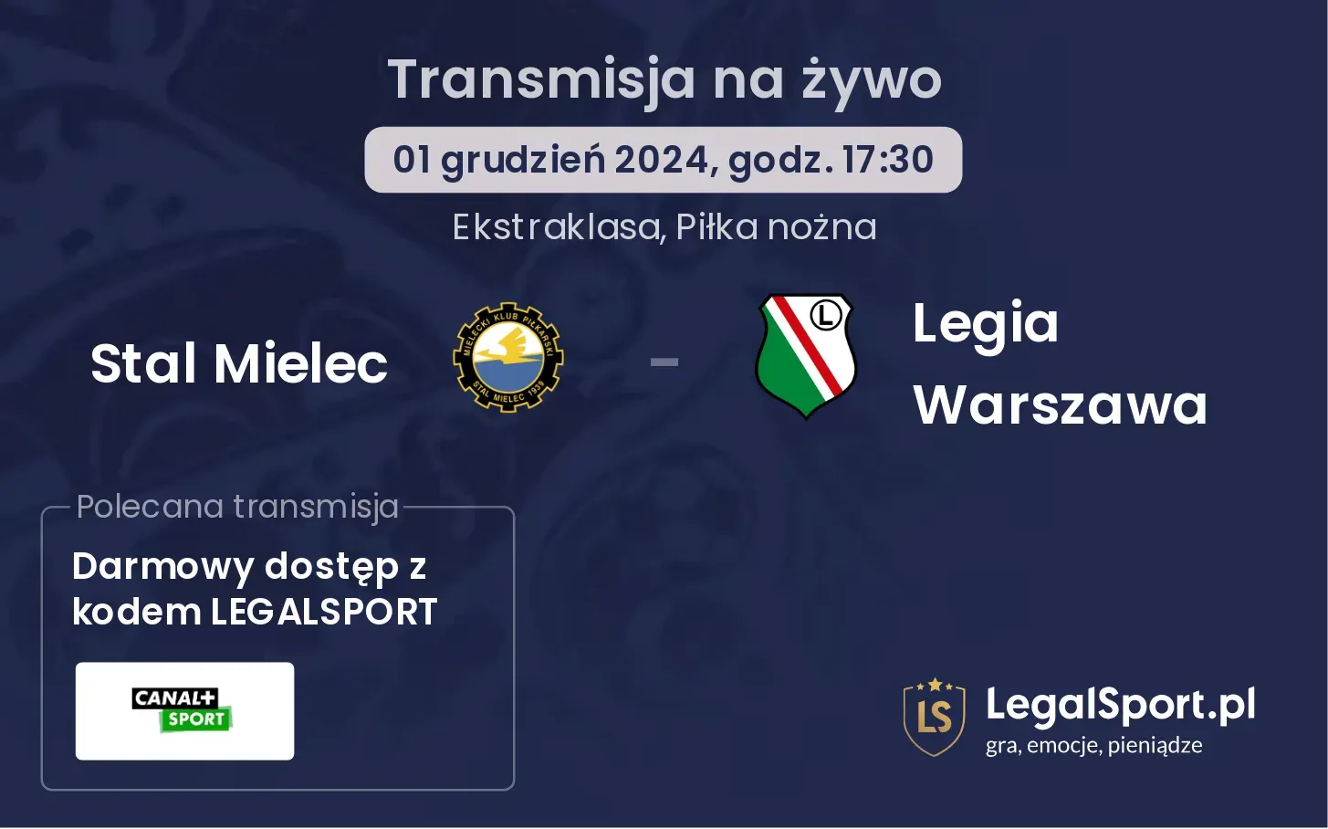 Stal Mielec - Legia Warszawa transmisja na żywo