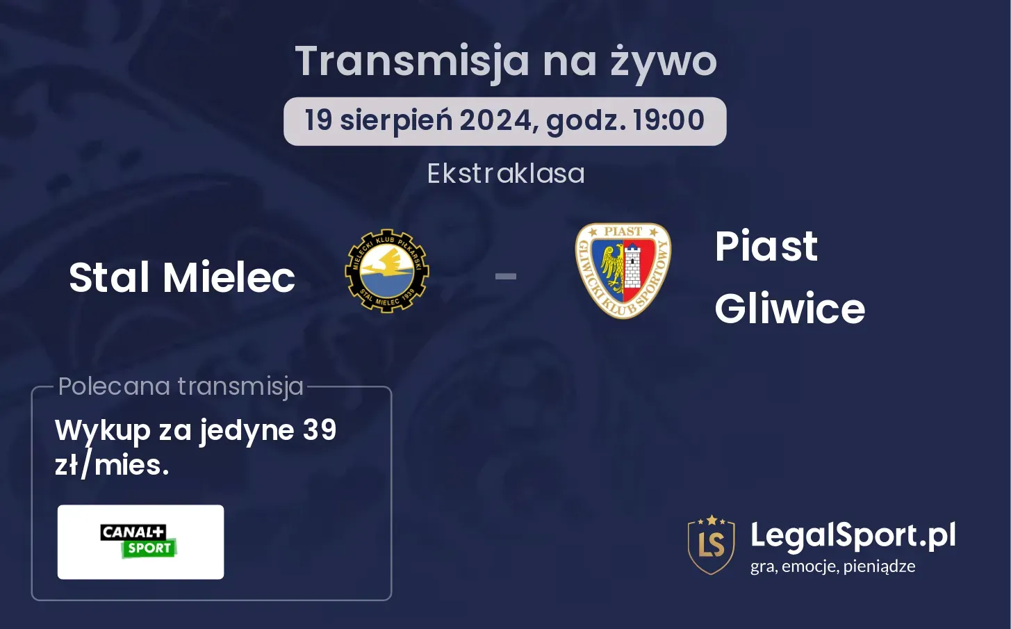 Stal Mielec - Piast Gliwice transmisja na żywo