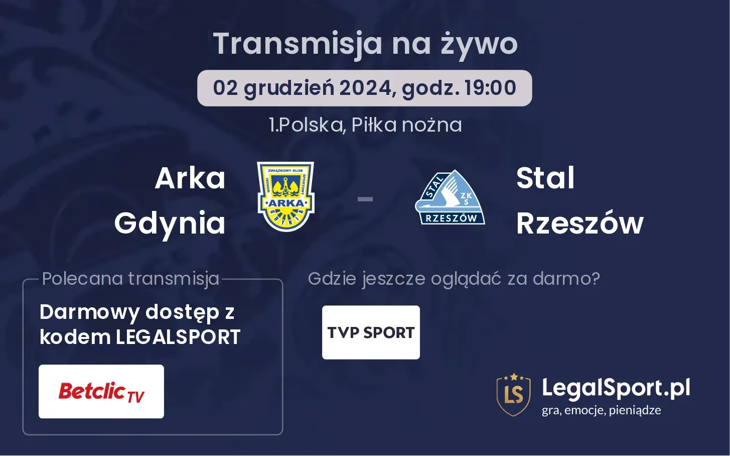 Arka Gdynia - Stal Rzeszów gdzie oglądać?