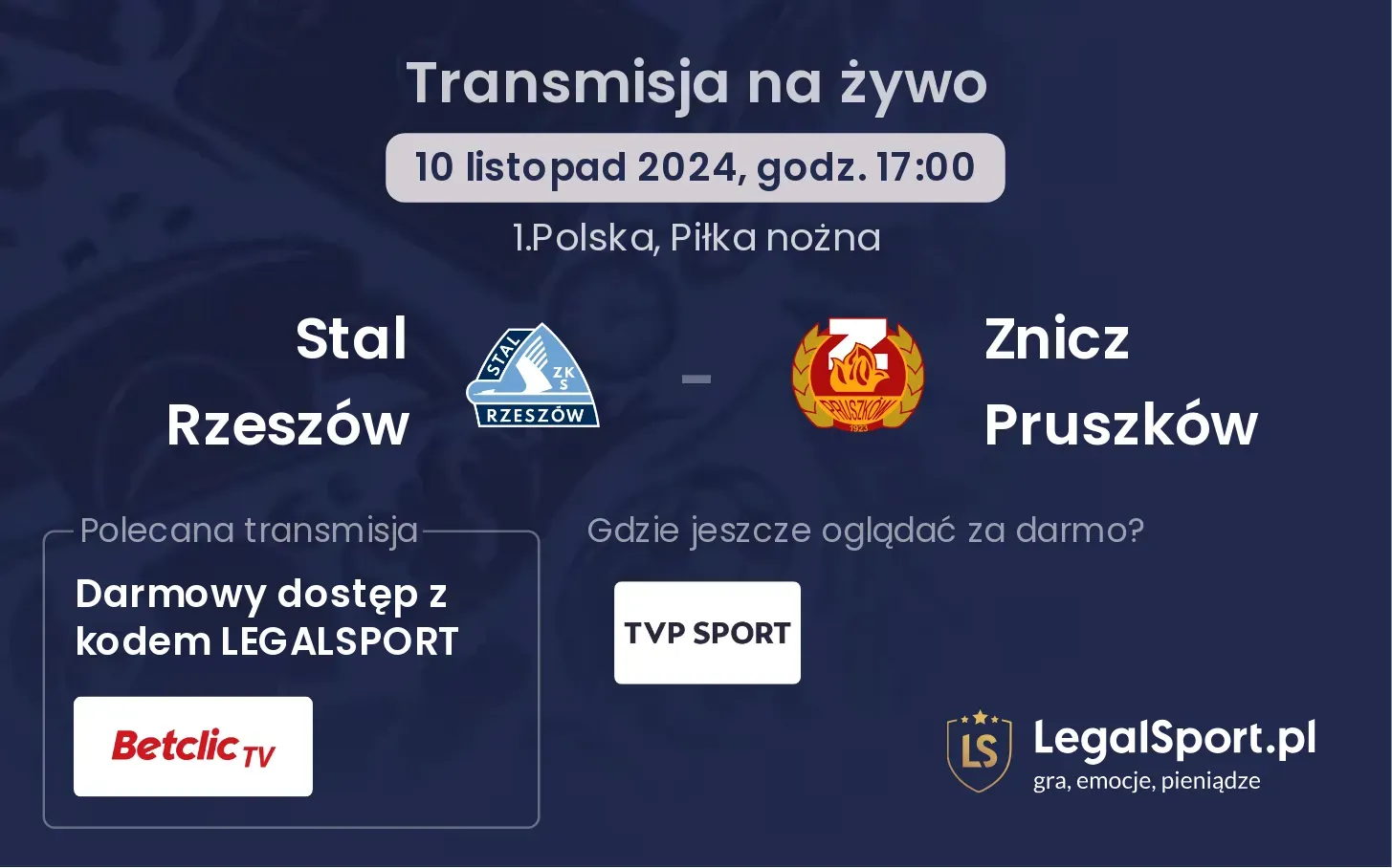 Stal Rzeszów - Znicz Pruszków transmisja na żywo