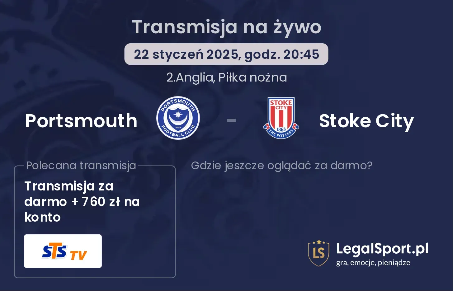 Portsmouth - Stoke City gdzie oglądać transmisję?