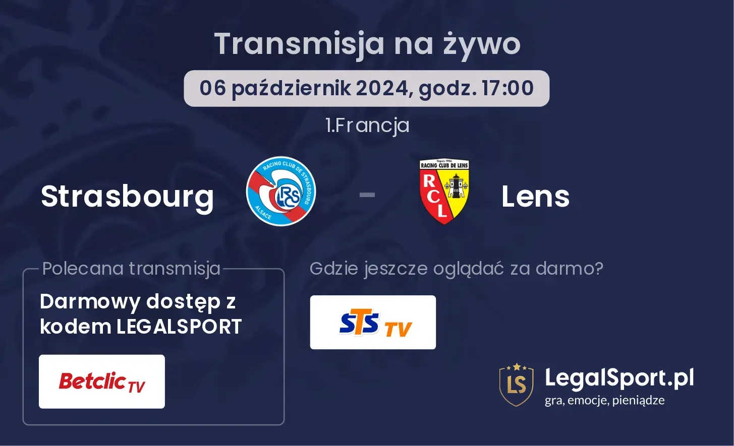 Strasbourg - Lens transmisja na żywo