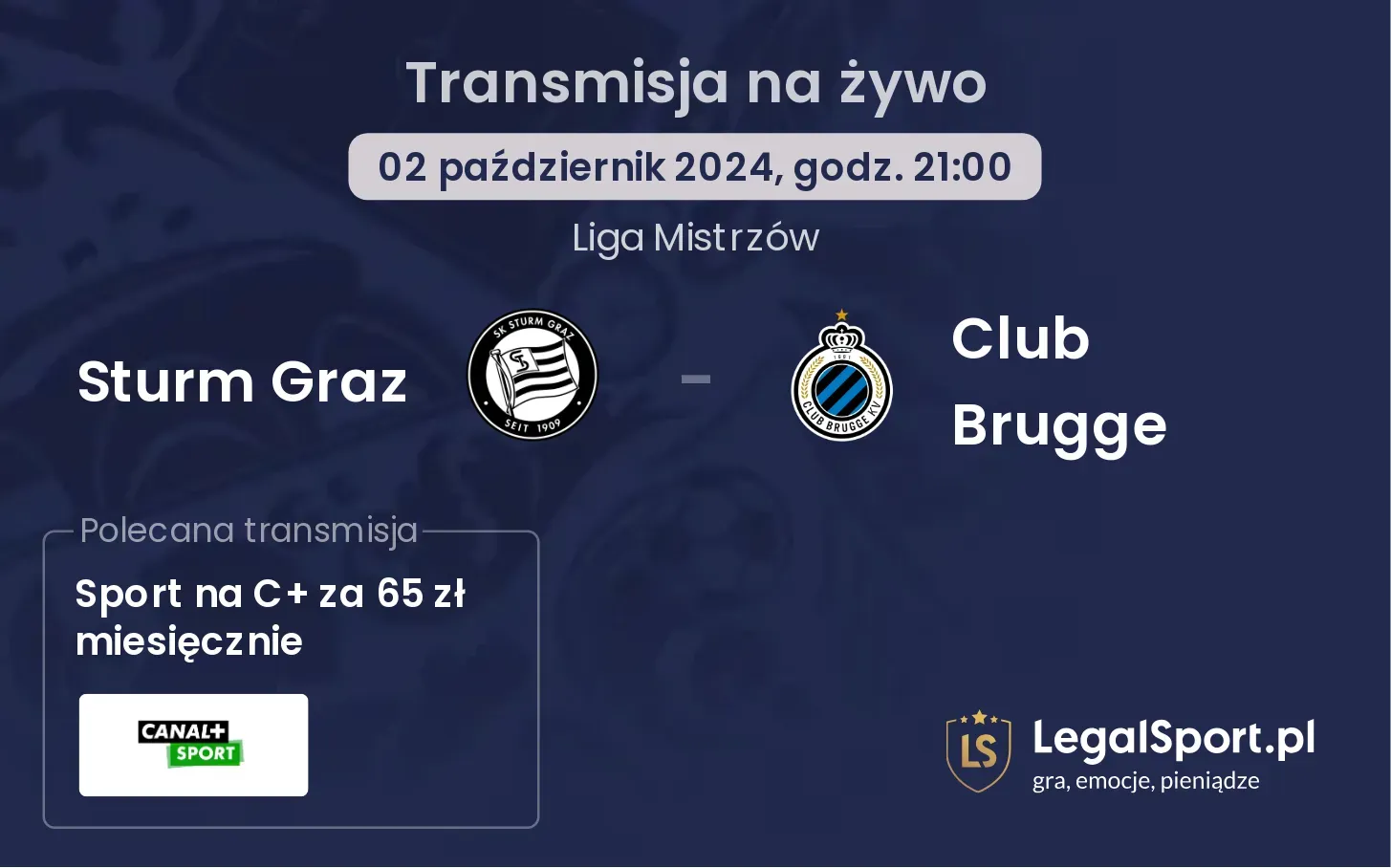 Sturm Graz - Club Brugge transmisja na żywo