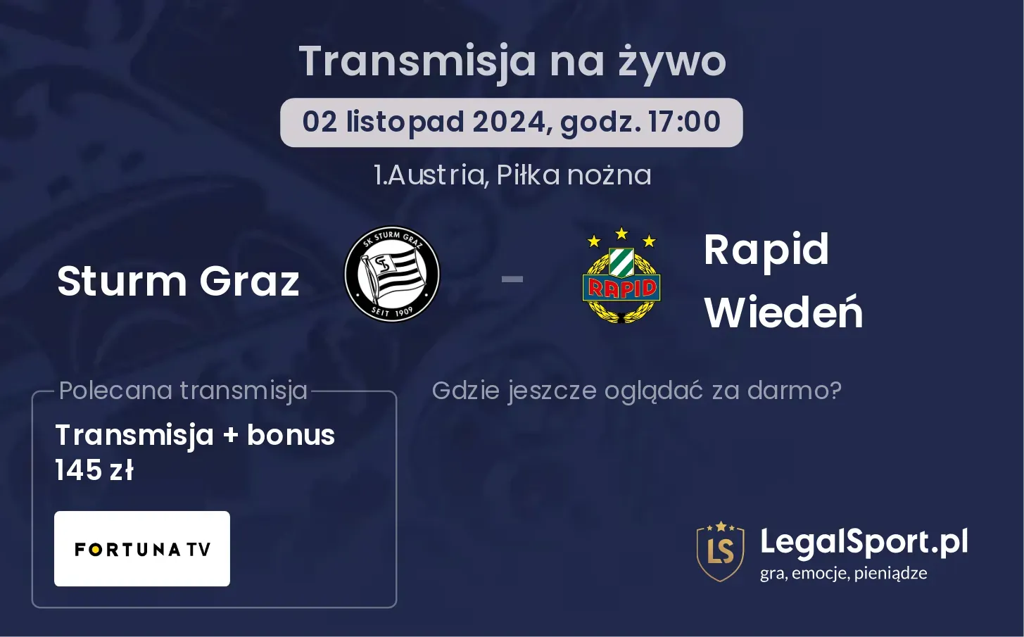 Sturm Graz - Rapid Wiedeń gdzie oglądać? 02.11, godz. 17:00