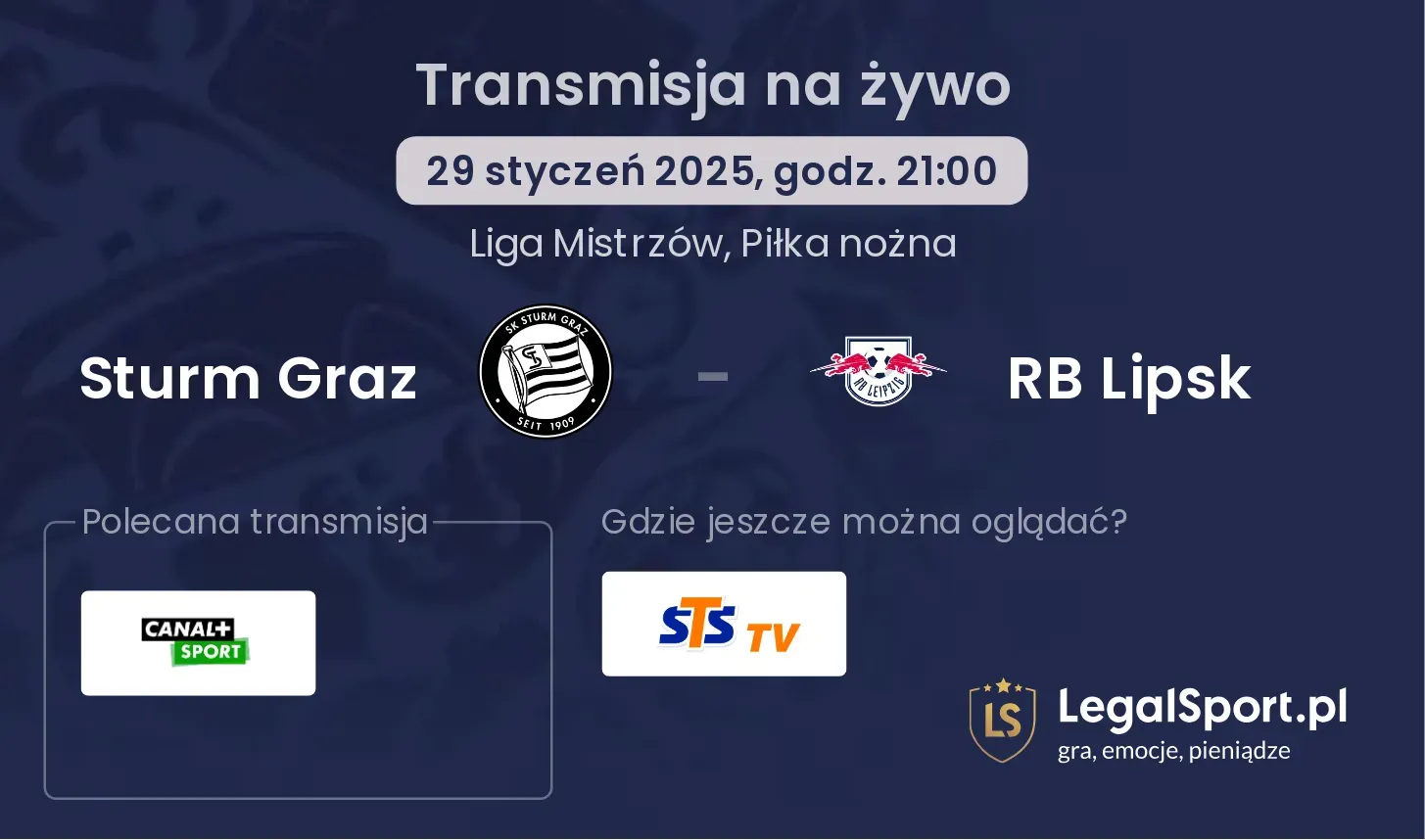 Sturm Graz - RB Lipsk transmisja na żywo