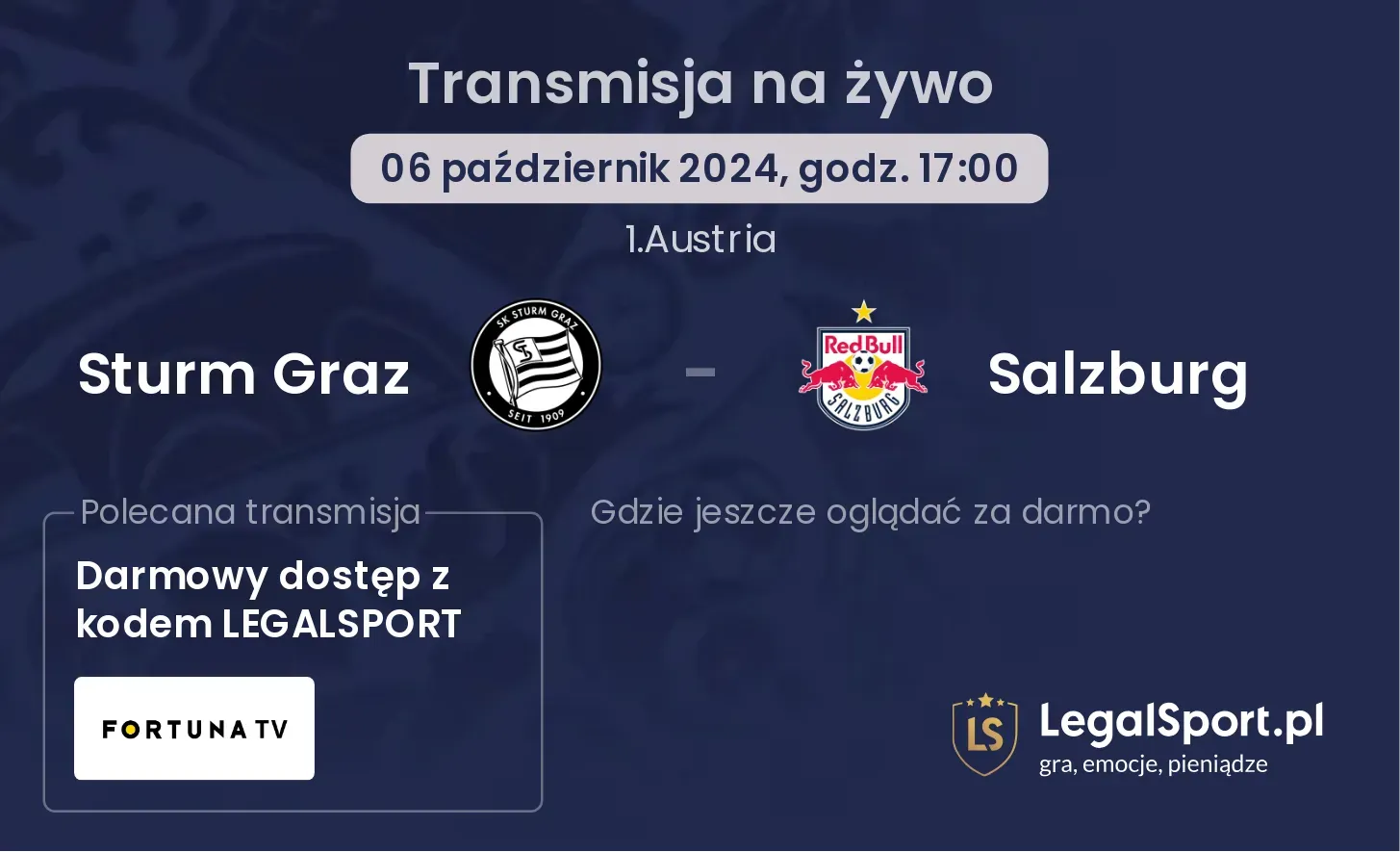 Sturm Graz - Salzburg gdzie oglądać? 06.10, godz. 17:00