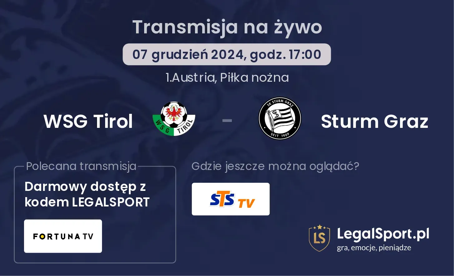 WSG Tirol - Sturm Graz gdzie oglądać transmisję?